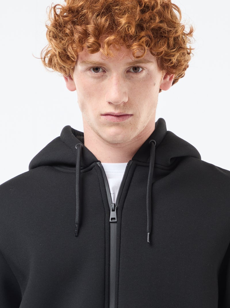 Sweat à capuche zippé doublé effet moutonné Noir - Kiabi