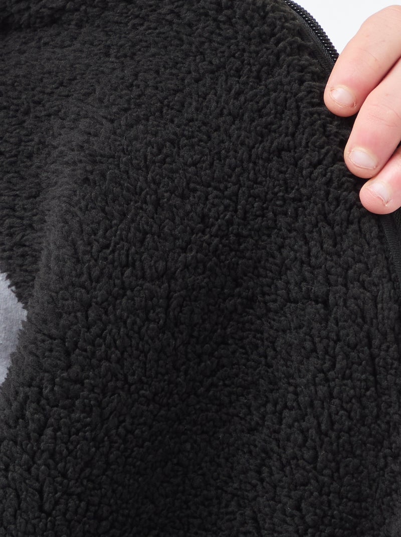 Sweat à capuche zippé doublé effet moutonné Noir - Kiabi