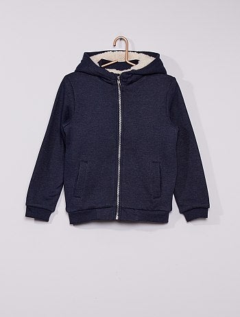 Sweat à capuche zippé doublé sherpa