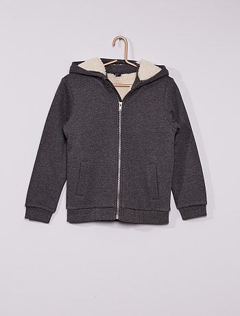 Sweat à capuche zippé doublé sherpa