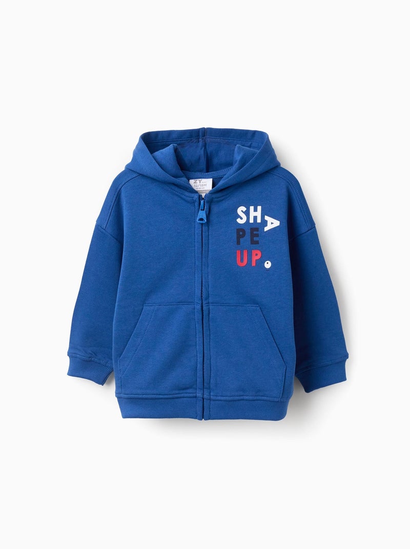 Sweat à capuche zippé en coton Bleu - Kiabi