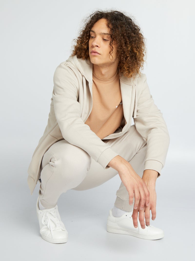 Sweat à capuche zippé en molleton Beige - Kiabi