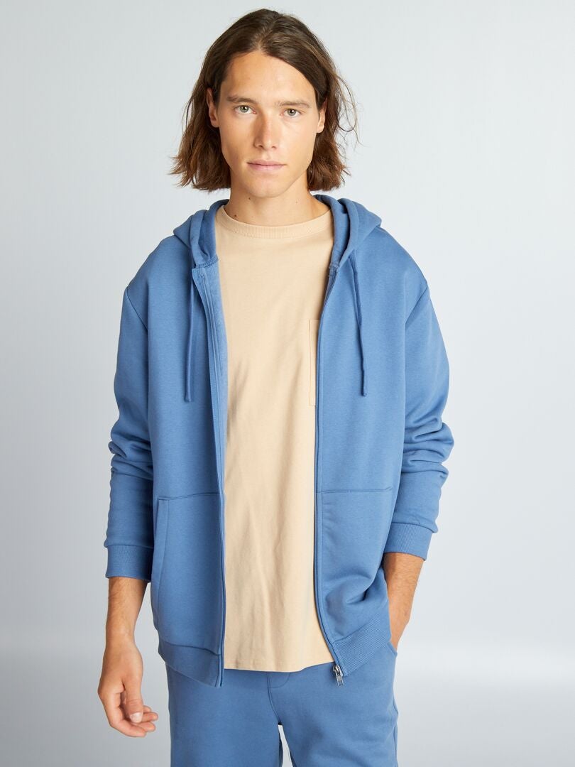 Sweat à capuche zippé en molleton Bleu - Kiabi