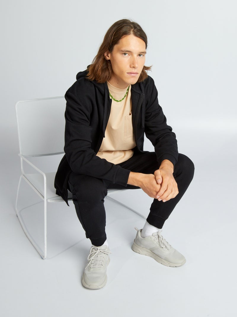 Sweat à capuche zippé en molleton Noir - Kiabi