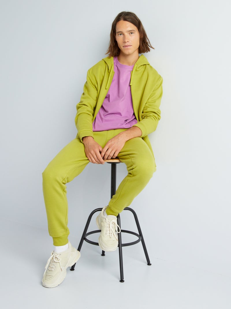 Sweat à capuche zippé en molleton Vert - Kiabi