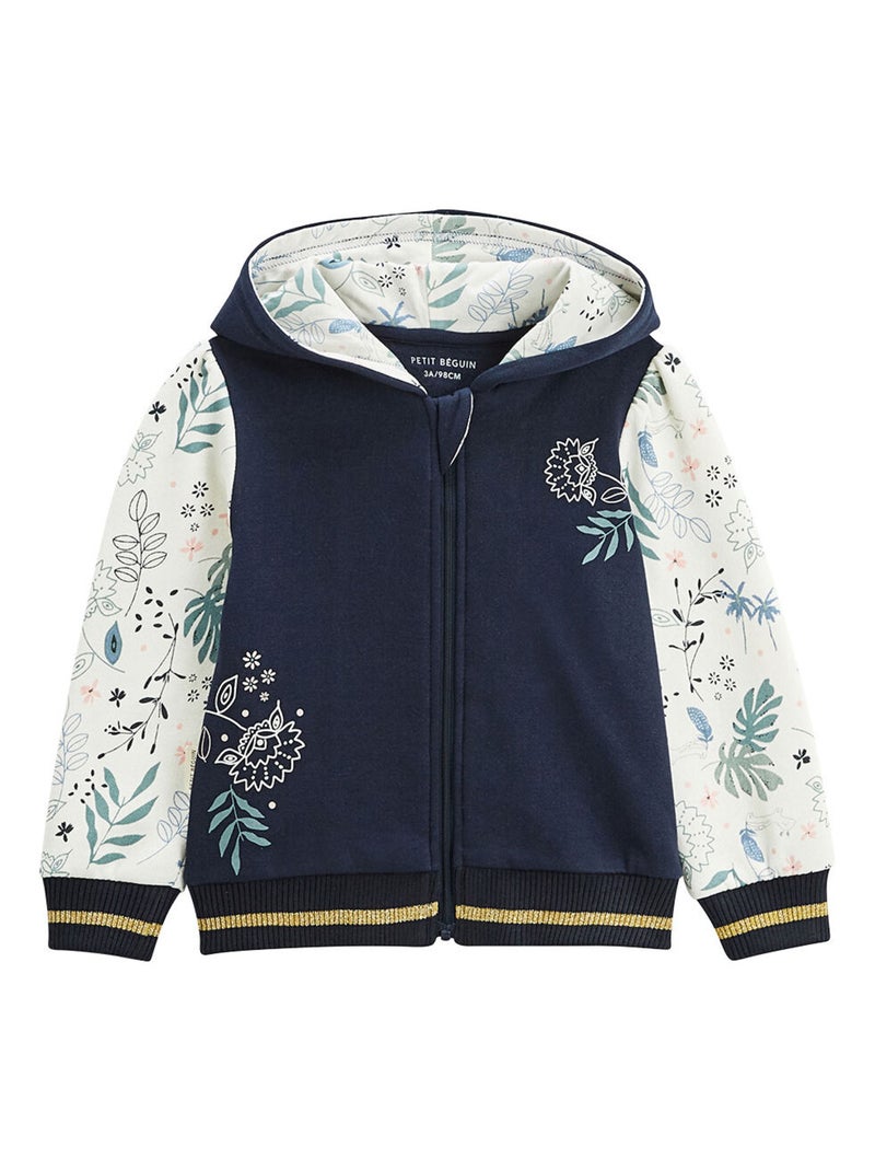 Sweat à capuche zippé enfant en molleton Belle de Nuit Bleu - Kiabi