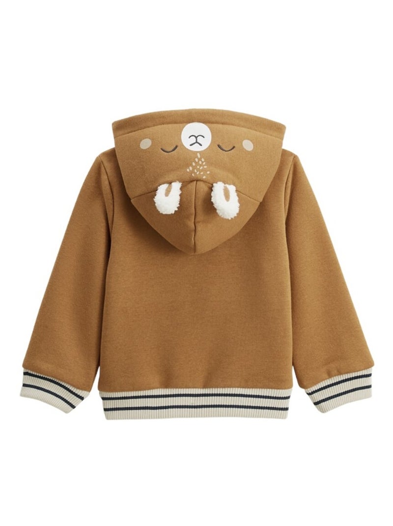 Sweat à capuche zippé enfant en molleton Lamascotte Camel - Kiabi