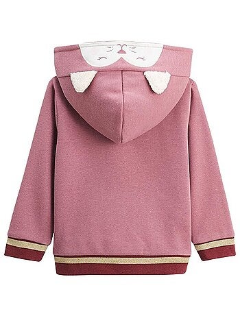 Sweat à capuche zippé enfant en molleton Matcha