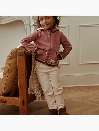 Sweat à capuche zippé enfant en molleton Matcha