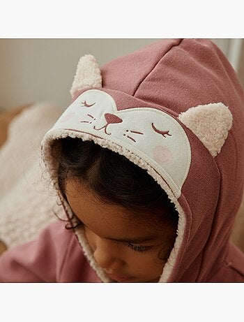 Sweat à capuche zippé enfant en molleton Matcha