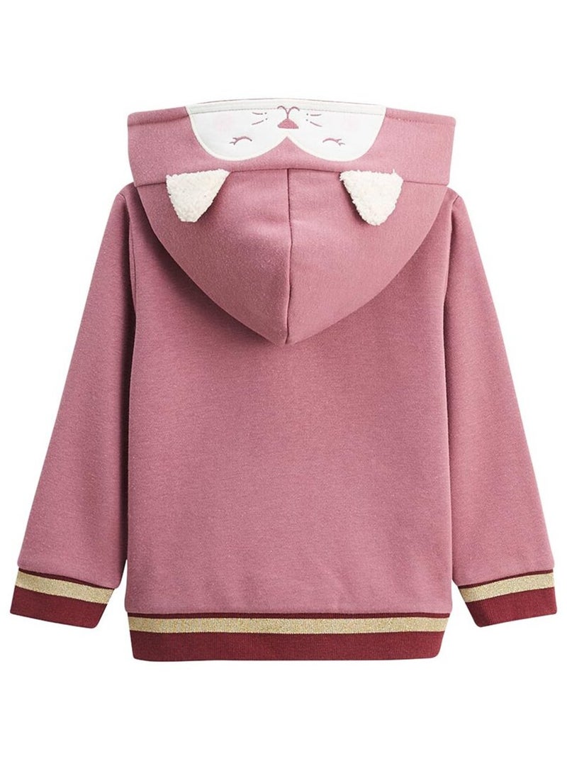 Sweat à capuche zippé enfant en molleton Matcha Rose - Kiabi