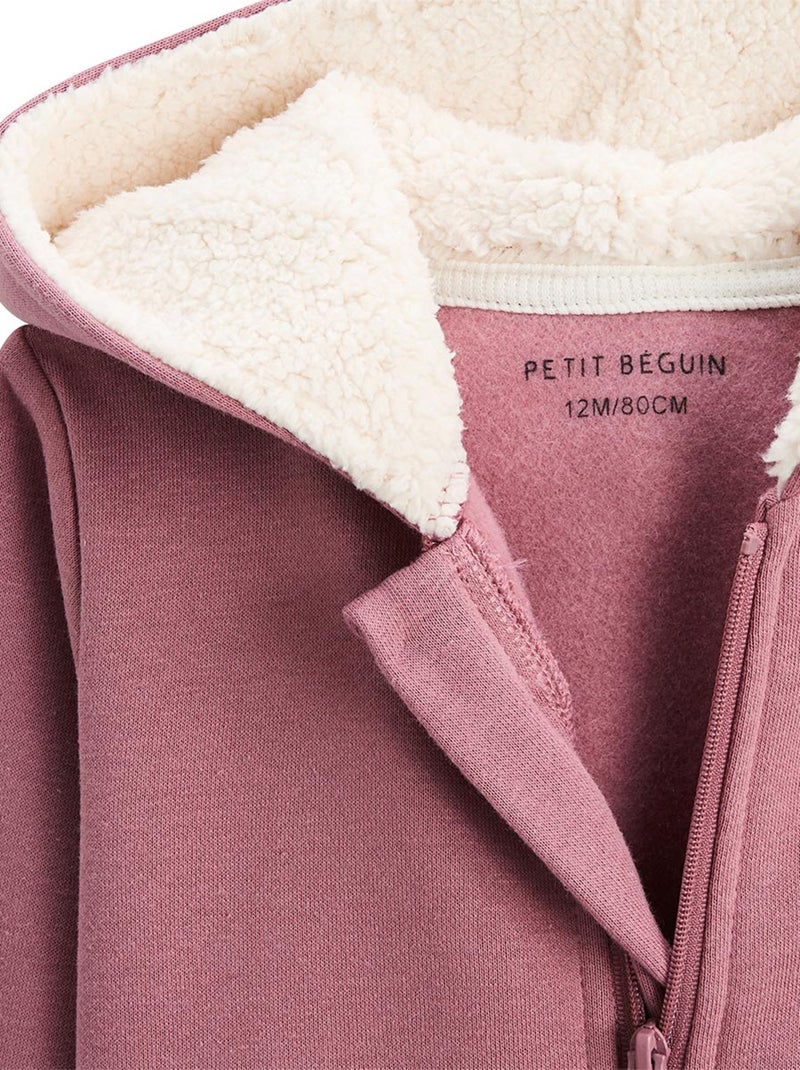 Sweat à capuche zippé enfant en molleton Matcha Rose - Kiabi