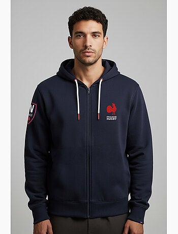 Sweat à Capuche zippé équipe de France de Rugby – Collection Damian – Licence officielle FFR