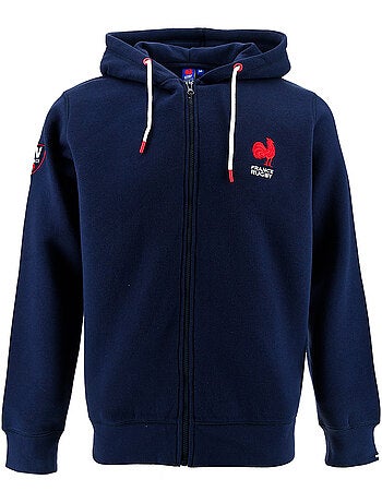 Sweat à Capuche zippé équipe de France de Rugby – Collection Damian – Licence officielle FFR