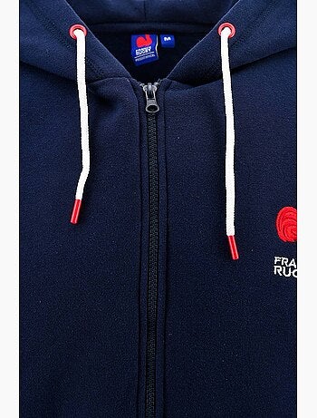Sweat à Capuche zippé équipe de France de Rugby – Collection Damian – Licence officielle FFR