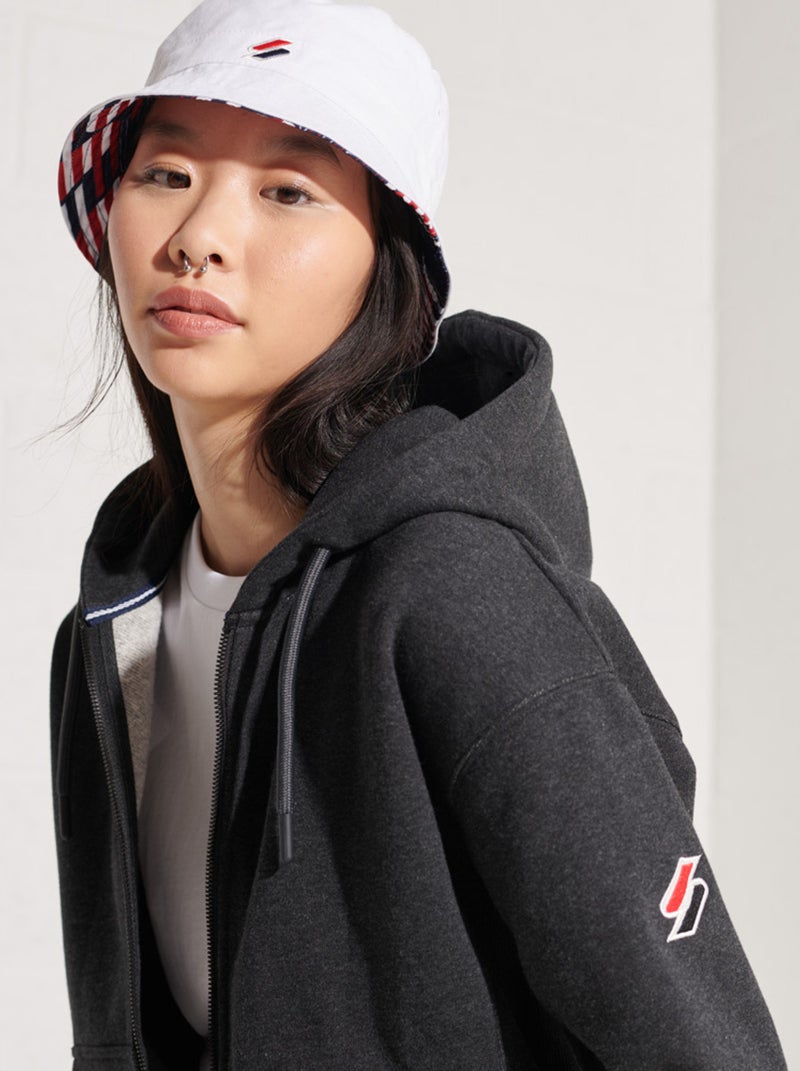 Sweat À Capuche Zippé Femme Superdry Code Sportstyle Gris - Kiabi