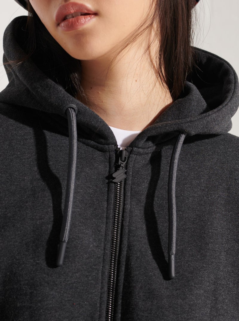 Sweat À Capuche Zippé Femme Superdry Code Sportstyle Gris - Kiabi
