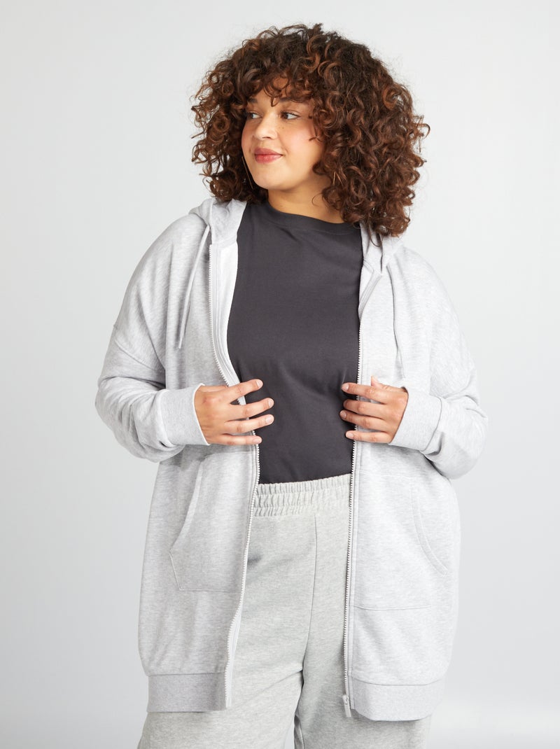 Sweat à capuche zippé Gris - Kiabi