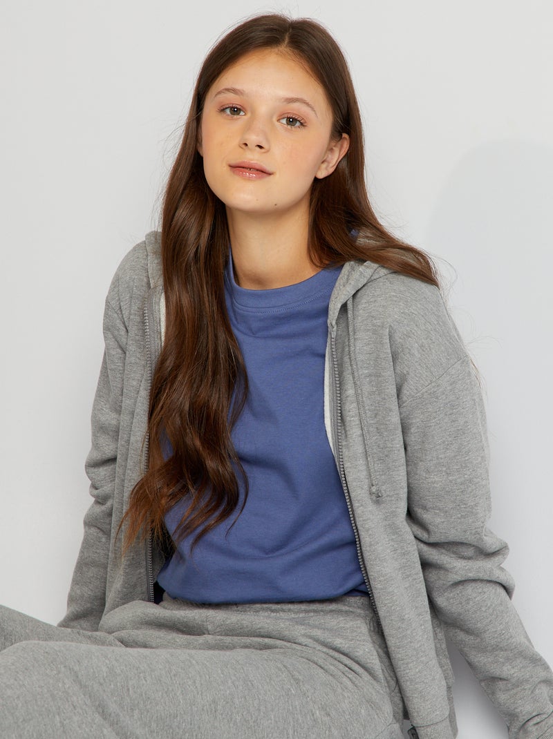 Sweat à capuche zippé Gris - Kiabi