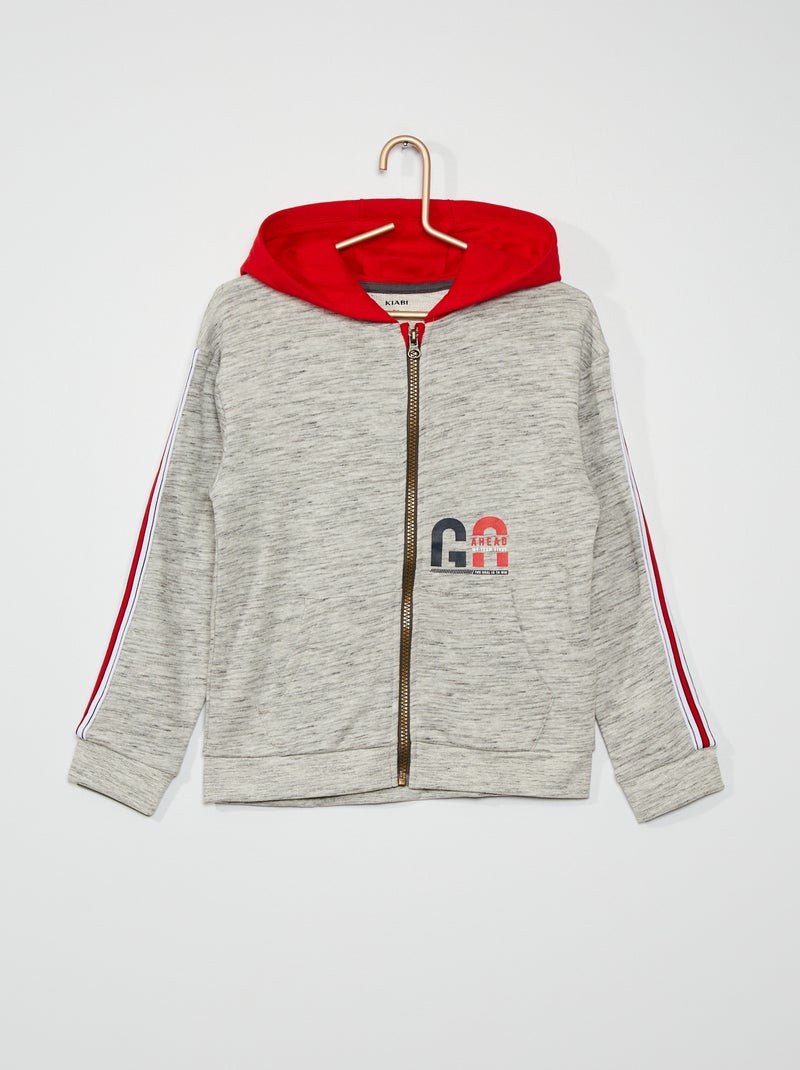 Sweat à capuche zippé gris - Kiabi
