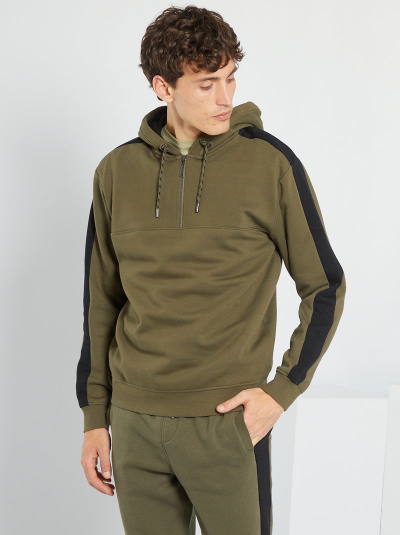 Sweat à capuche zippé Kaki - Kiabi