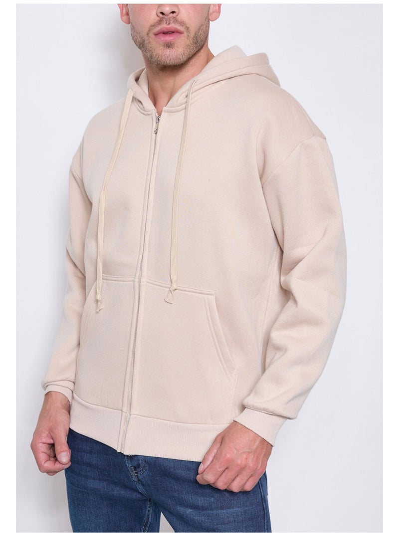 Sweat à capuche zippé Kebello Beige - Kiabi