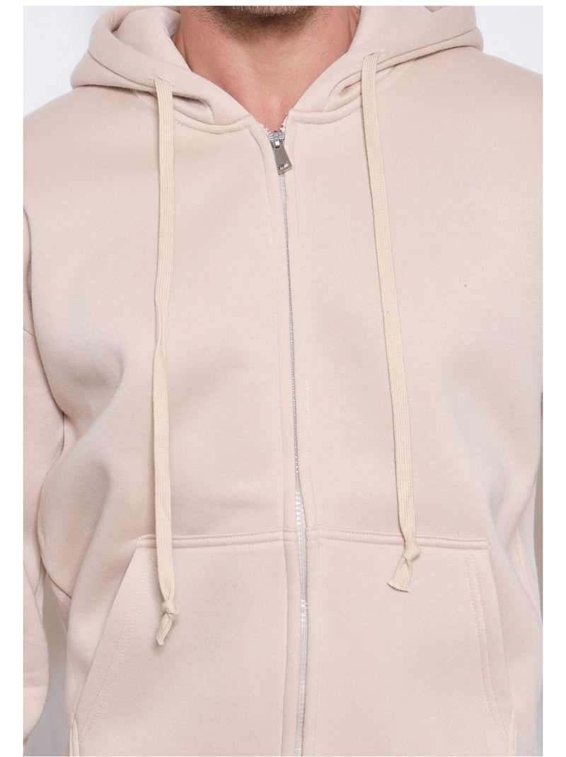 Sweat à capuche zippé Kebello Beige - Kiabi