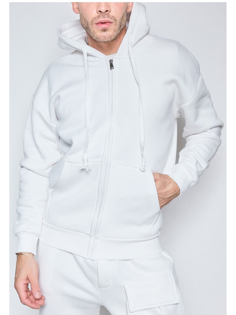 Sweat à capuche zippé Kebello Blanc - Kiabi