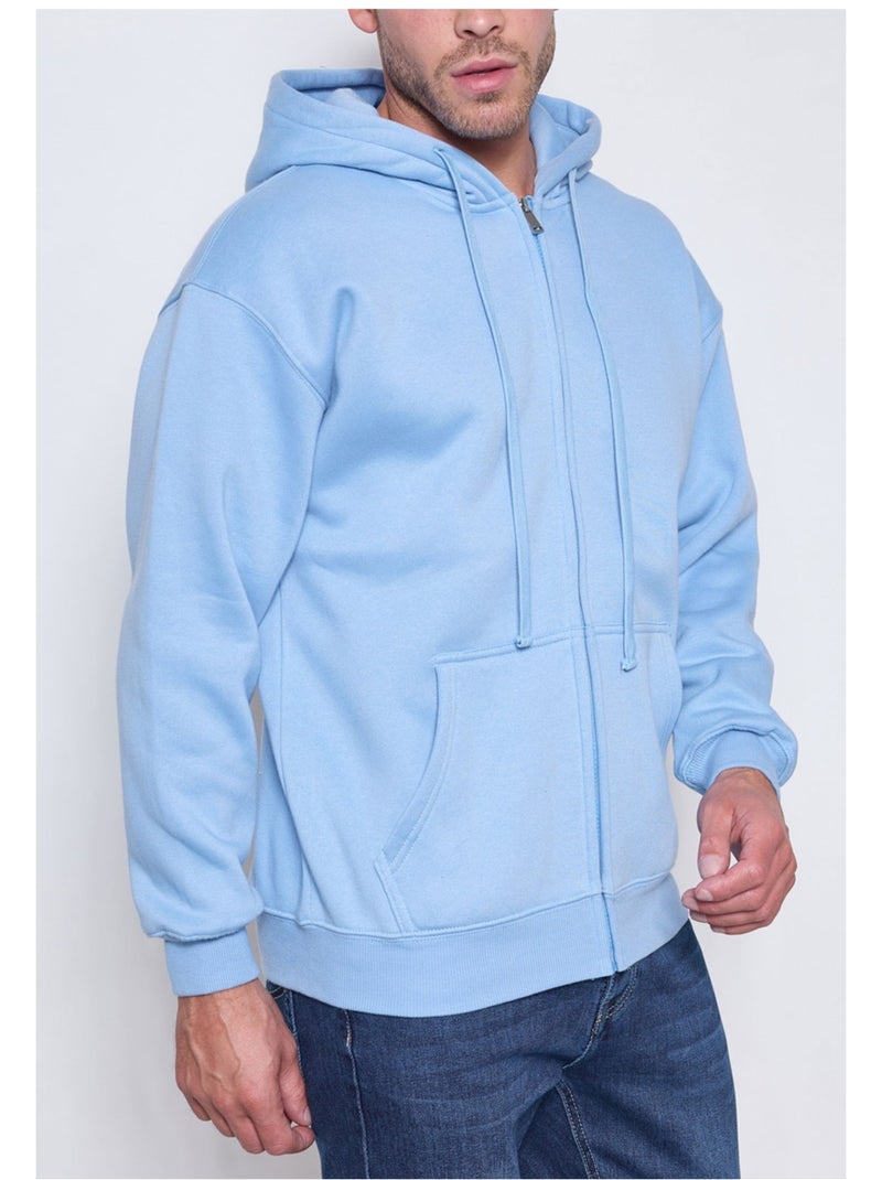 Sweat à capuche zippé Kebello Bleu ciel - Kiabi