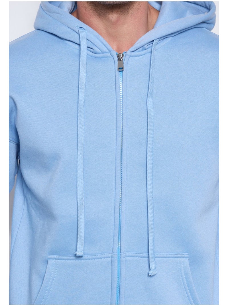 Sweat à capuche zippé Kebello Bleu ciel - Kiabi