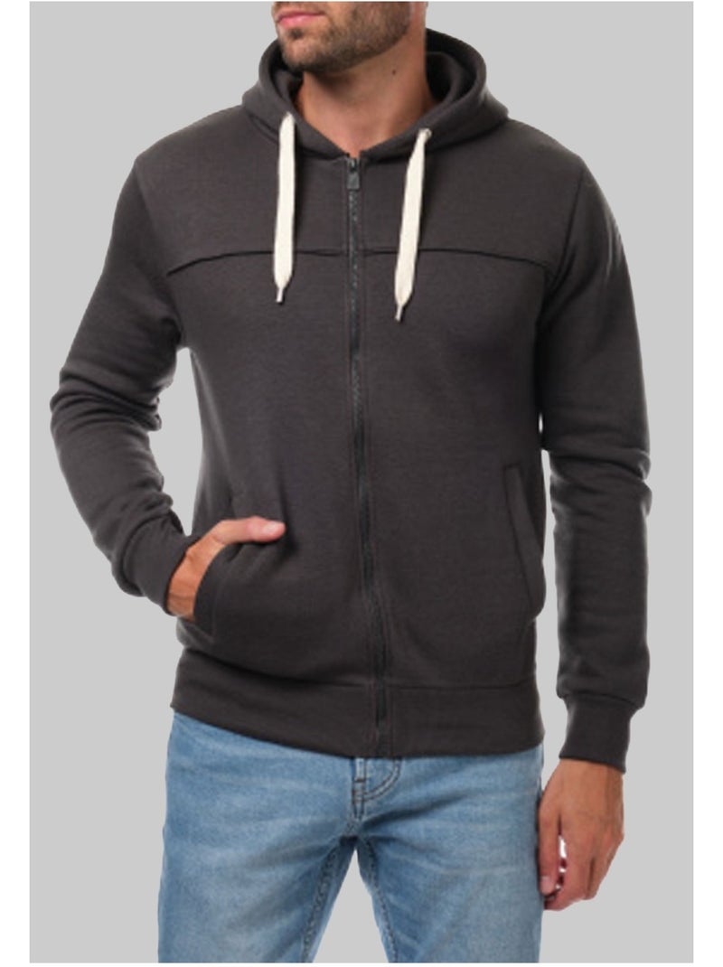 Sweat à capuche zippé Kebello gris anthracite - Kiabi