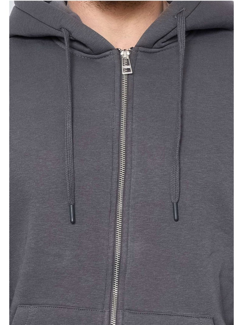 Sweat à capuche zippé Kebello gris anthracite - Kiabi