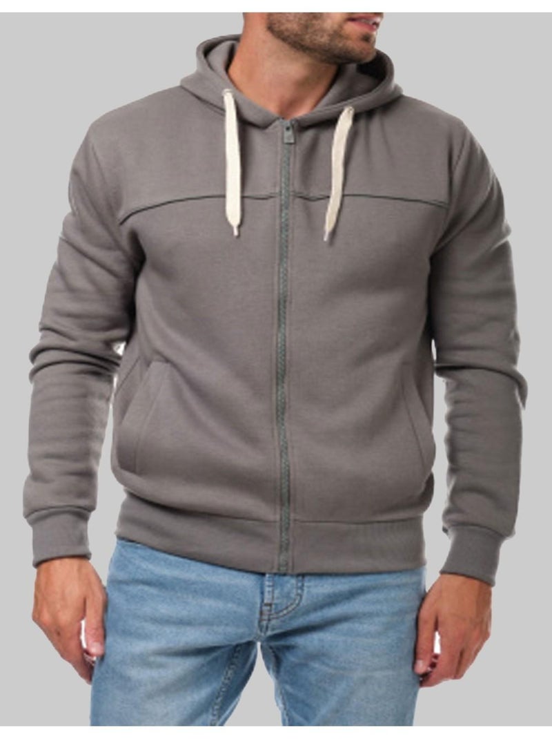 Sweat à capuche zippé Kebello Kaki - Kiabi