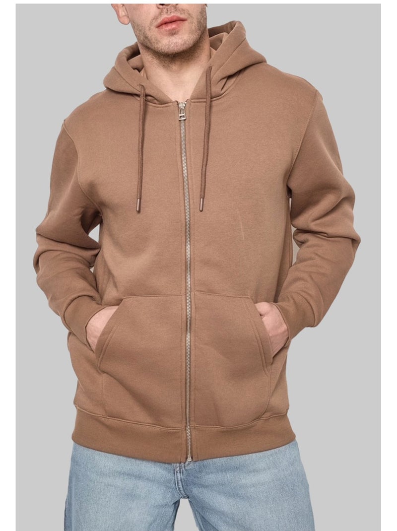 Sweat à capuche zippé Kebello Marron - Kiabi