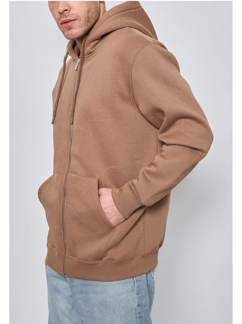 Sweat à capuche zippé Kebello Marron - Kiabi