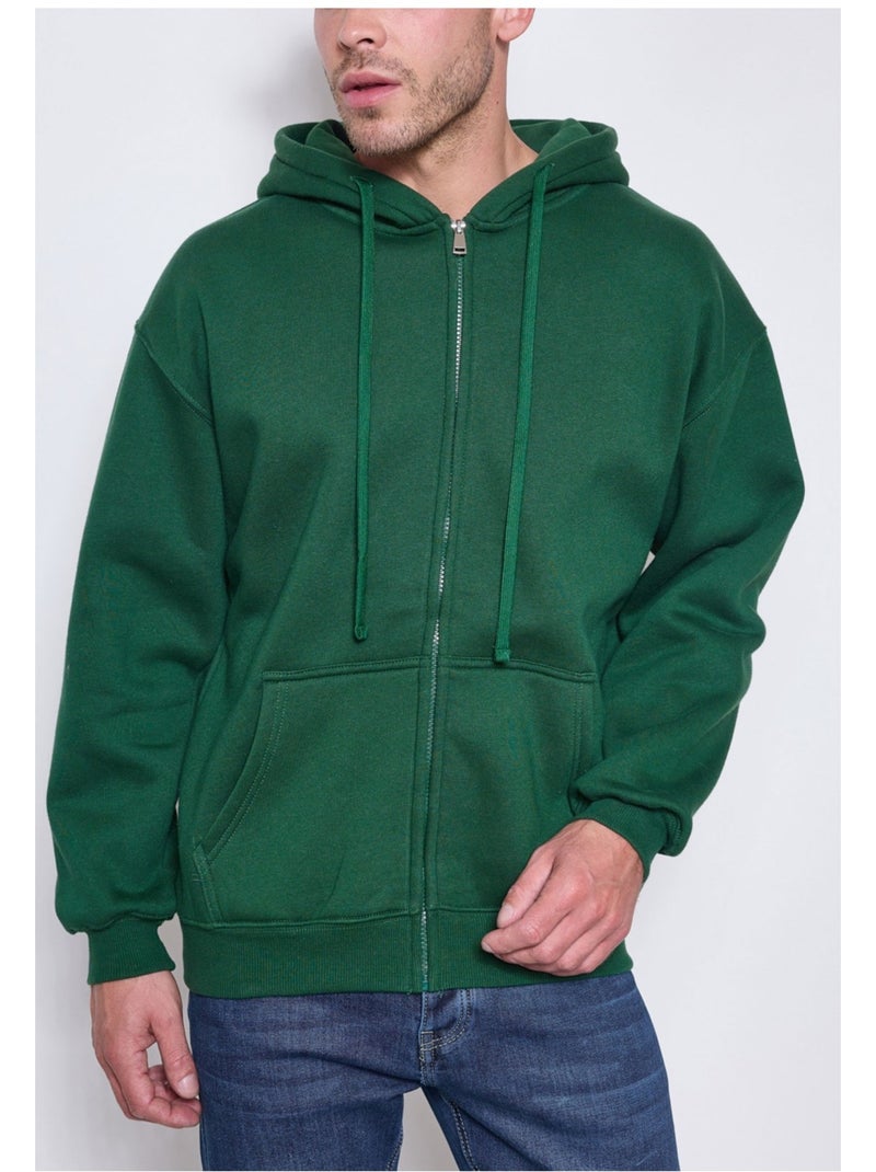 Sweat à capuche zippé Kebello Vert - Kiabi