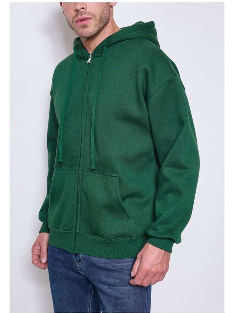 Sweat à capuche zippé Kebello Vert - Kiabi