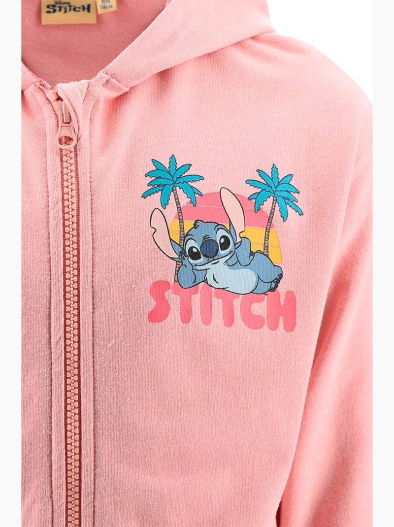 Sweat à Capuche Zippé Lilo et Stitch | Licence Officielle Rose - Kiabi