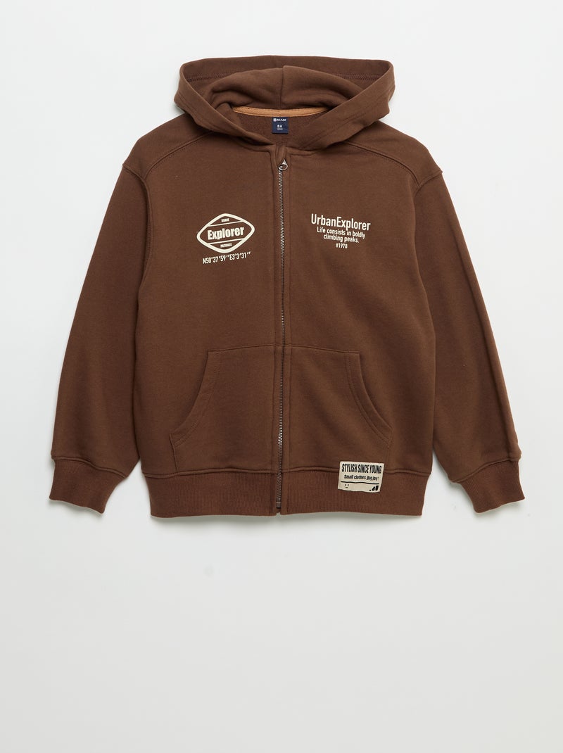 Sweat à capuche zippé Marron - Kiabi
