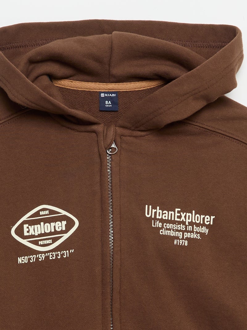 Sweat à capuche zippé Marron - Kiabi