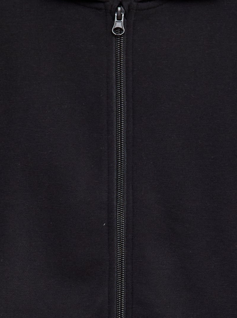 Sweat à capuche zippé noir - Kiabi