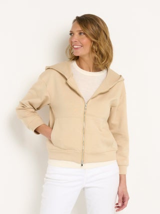 Sweat à capuche zippé poches centrales