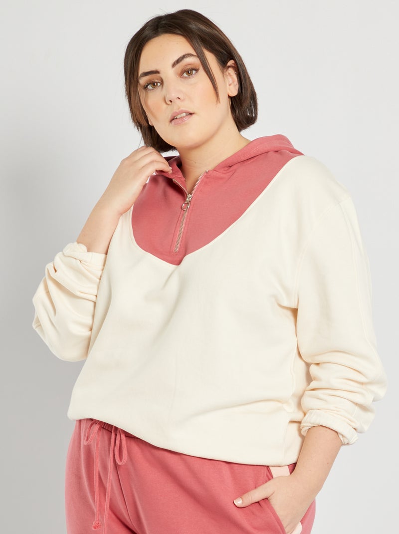Sweat à capuche zippé rose - Kiabi