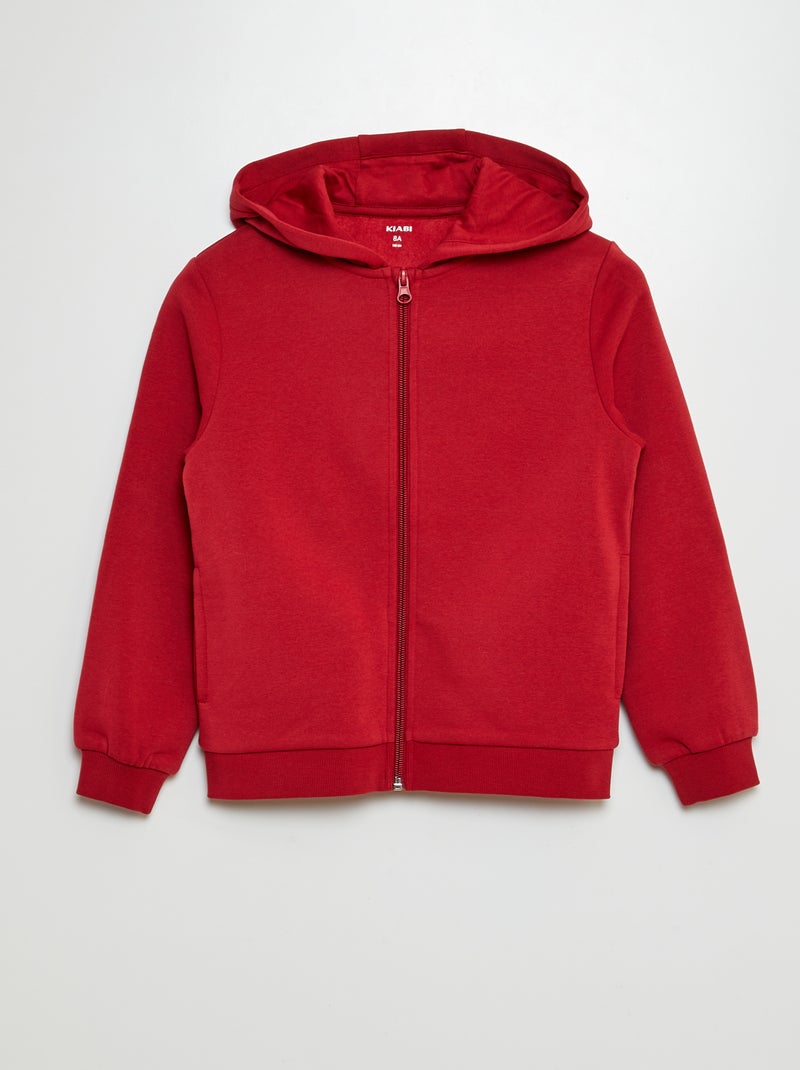 Sweat à capuche zippé Rouge - Kiabi