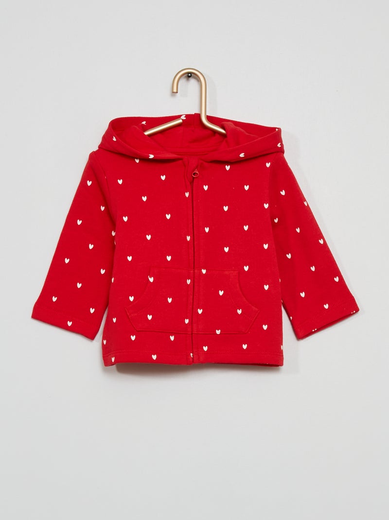 Sweat à capuche zippé rouge - Kiabi