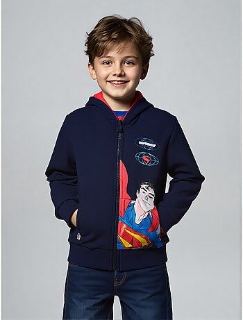 Sweat à Capuche Zippé Superman Marine| Licence Officielle