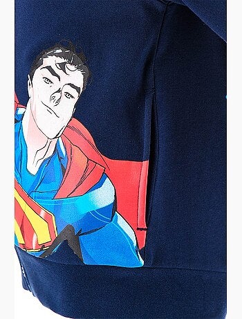 Sweat à Capuche Zippé Superman Marine| Licence Officielle