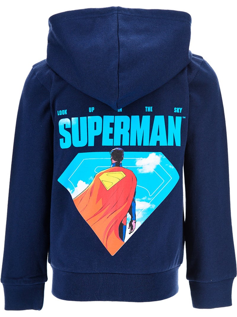 Sweat à Capuche Zippé Superman Marine| Licence Officielle Bleu - Kiabi