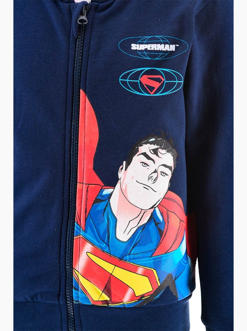 Sweat à Capuche Zippé Superman Marine| Licence Officielle Bleu - Kiabi