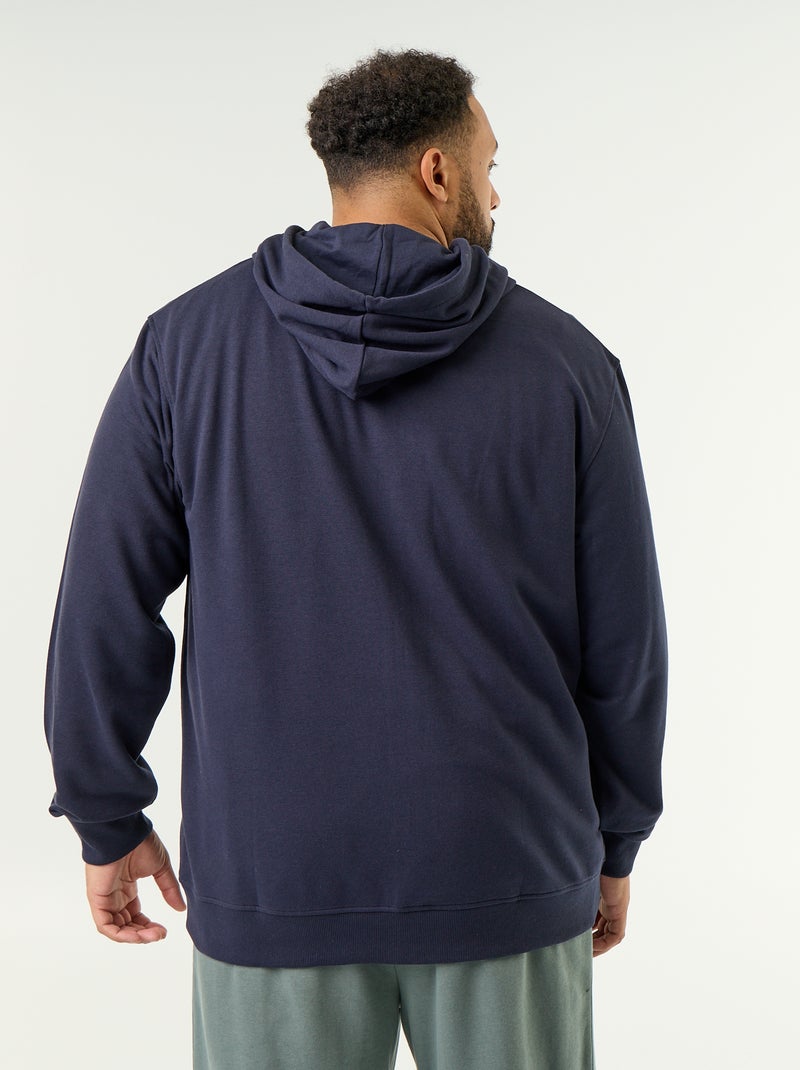 Sweat à capuche zippé uni Bleu - Kiabi